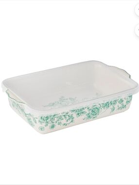 New The Pioneer Woman Agatha Green Floral Baking 9 X 13" Dish with Lid